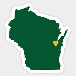 Wisconsin Love in Green and Gold Sticker